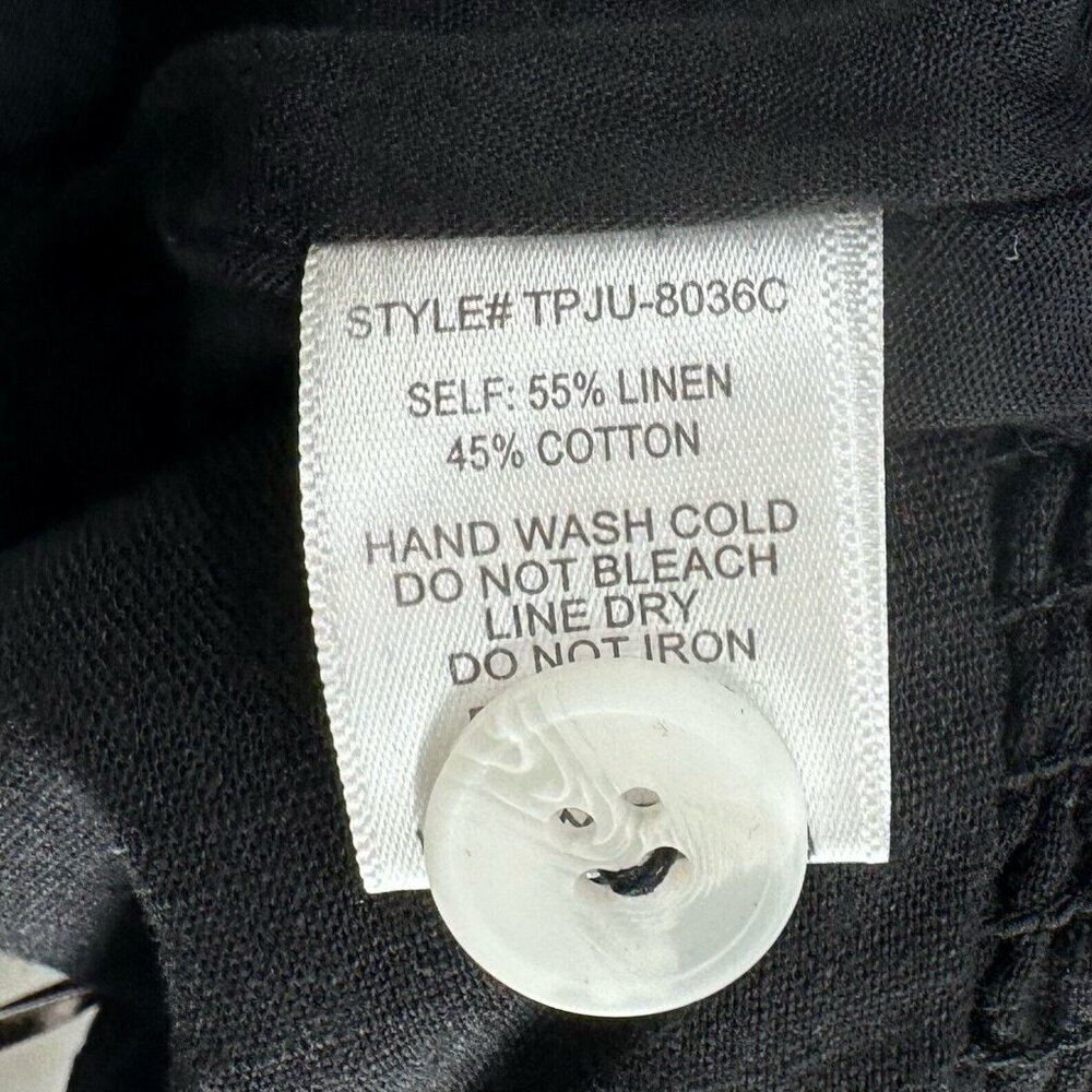 Skylar + Madison Jumpsuit S Linen Cotton Faux Button Front Halter Cropped Black - Picture 8 of 11